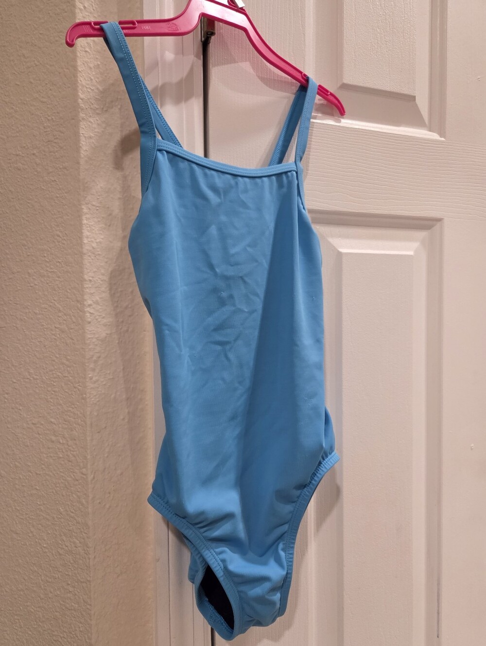 Girls' Solid Light Blue One-Piece Swimsuit - Classic Tank Style Size 22